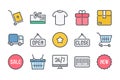 Shopping and E-commerce related color line icon set. Royalty Free Stock Photo